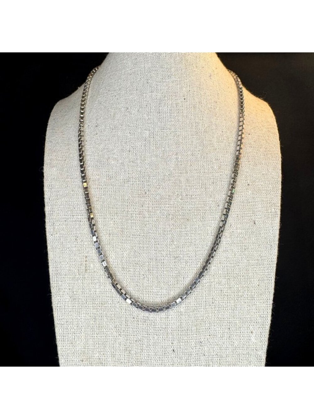 VTG Sterling Silver 925 Heavy Box Link Chain Lobster Clasp Size 20" Length
